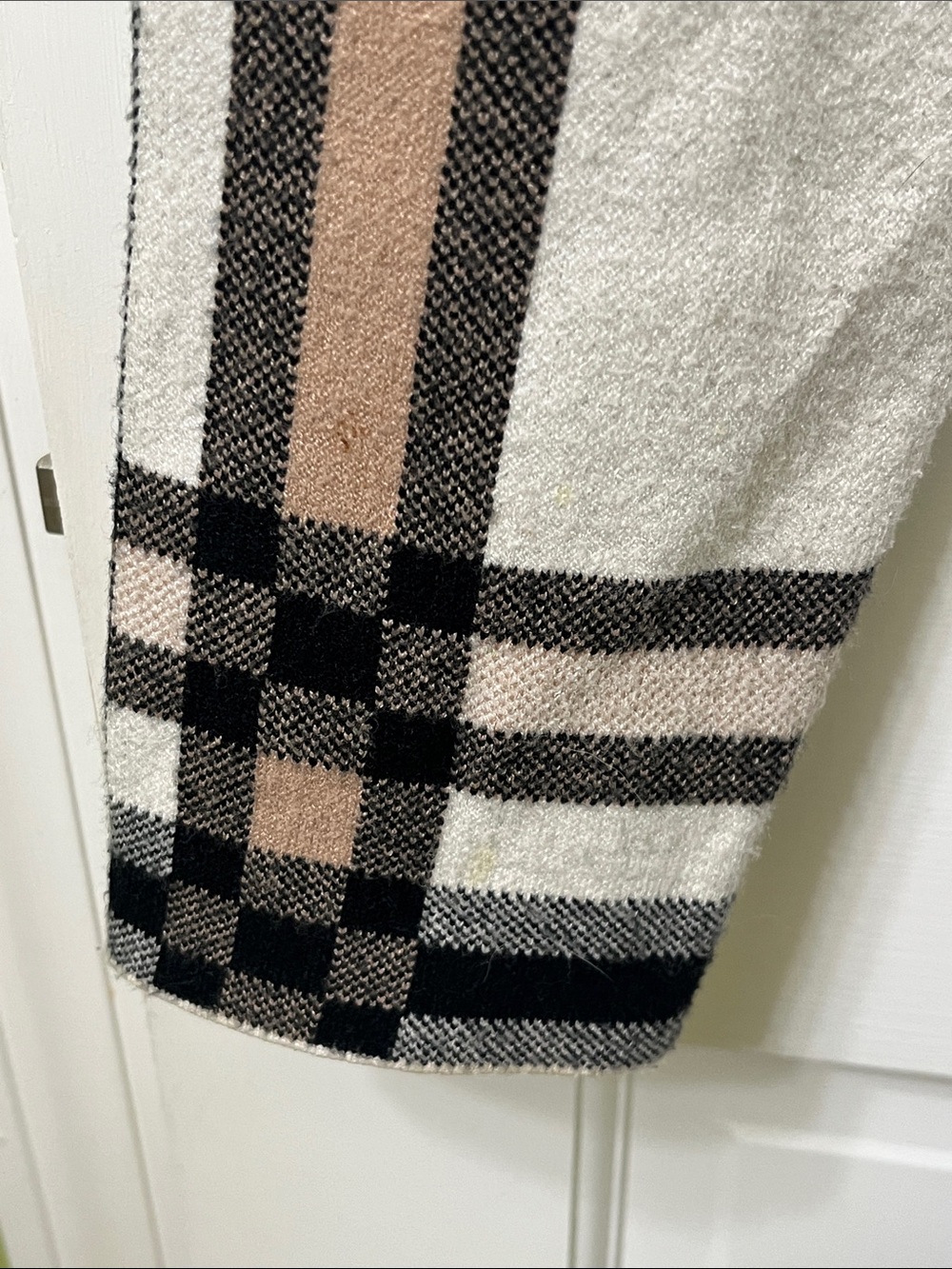 Christian Siriano Plaid Hooded Wrap Sweater Coat - Cream, Gray, Black, Brown - Picture 7 of 14